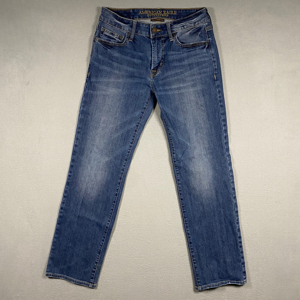 American Eagle Original Straight Jeans Mens 28x30 Blue 360 Extreme Flex Denim